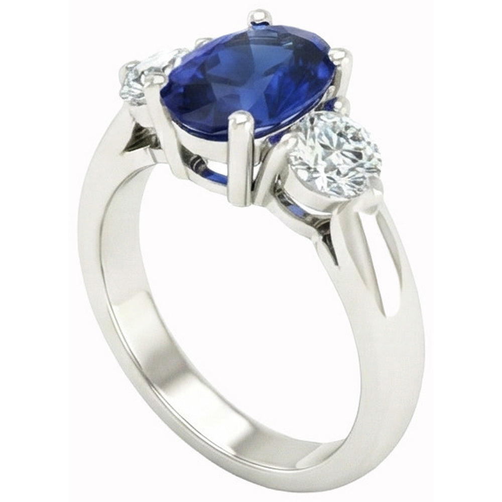 Ceylon Sapphire With Natural Earth Mined DIAMOND ( NOT LAB GROWN )s 3 Carats Ring White Gold