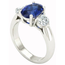 Ceylon Sapphire With Natural Earth Mined DIAMOND ( NOT LAB GROWN )s 3 Carats Ring White Gold