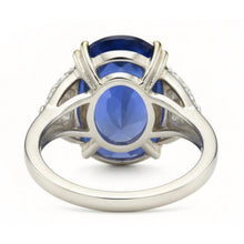 Ceylon Color Sapphire Oval And Trillion IGI CERTIFIED Diamonds Ring 3-Stone