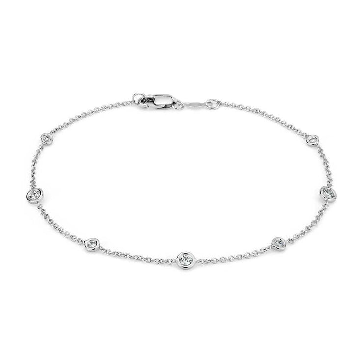 Chain Bracelet Diamond By The Yard Station White Gold 14K 3 Ct Genuine