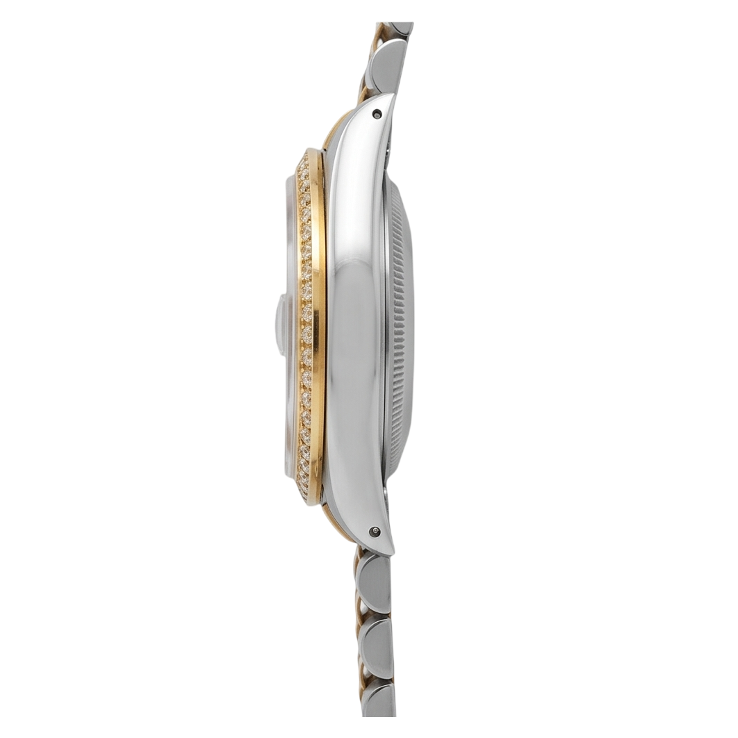 Champagne Natural Earth Mined Diamond Dial Bezel Rolex Datejust Watch Gold & Steel QUICK SET