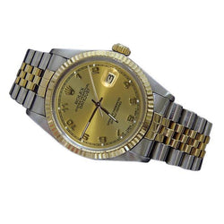 Champagne Arabic Dial Date Just Rolex Mens Watch QUICK SET