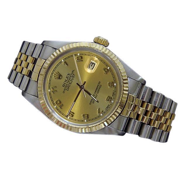 Champagne Arabic Dial Date Just Rolex Mens Watch QUICK SET