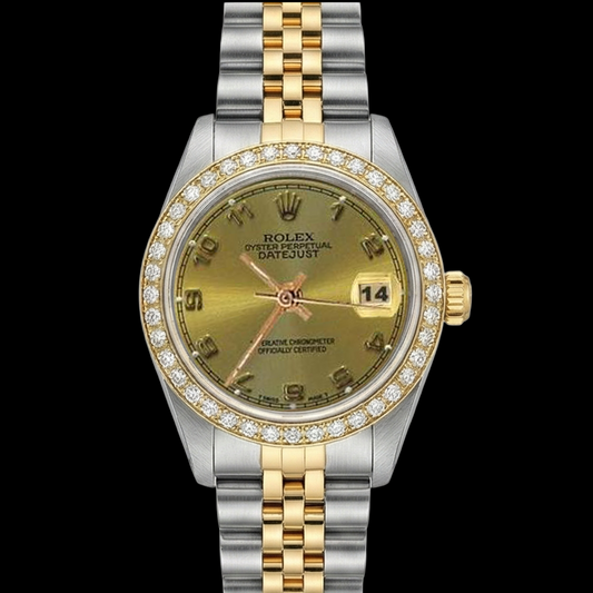Champagne Arabic Ss & Gold Bracelet Rolex Date Just Watch