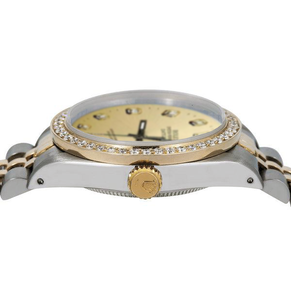 Champagne Diamond Dial Bezel Rolex Datejust Watch  Gold & Steel QUICK SET