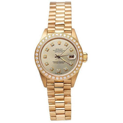 Champagne Natural Earth Mined Diamond Dial Rolex Watch President Style Yg Bezel