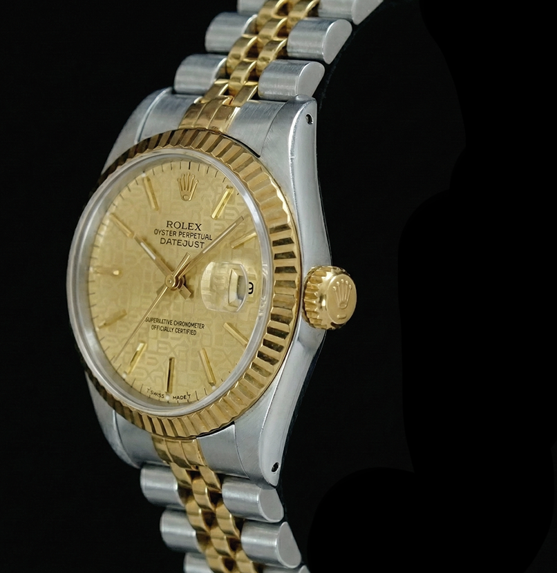 Champagne Stick Dial Datejust Women Watch Rolex Ss & Gold Jubilee