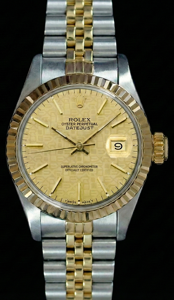 Champagne Stick Dial Datejust Women Watch Rolex Ss & Gold Jubilee