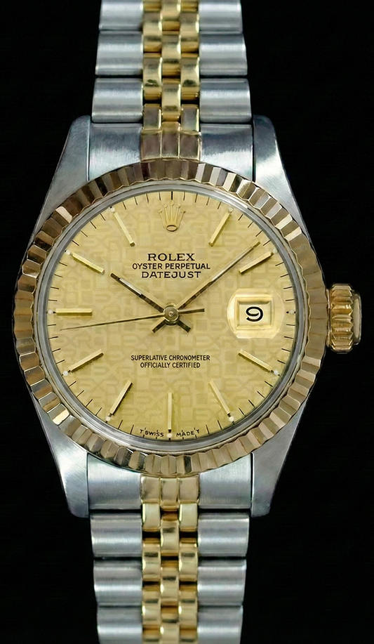 Champagne Stick Dial Datejust Women Watch Rolex Ss & Gold Jubilee