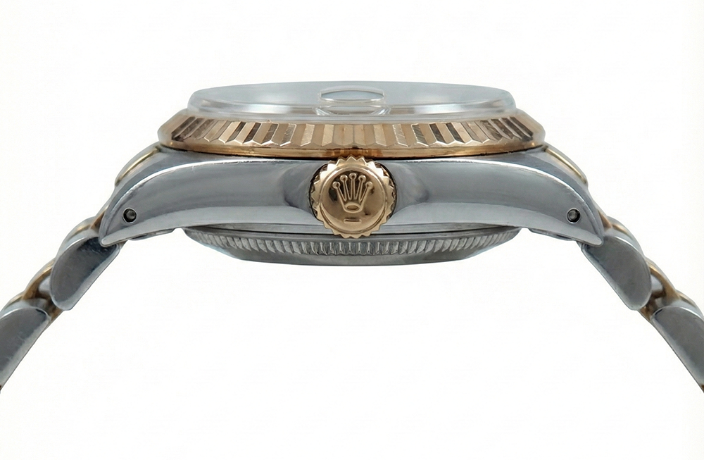 Champagne Stick Dial Rolex Date Just Ss & Yellow Women Watch