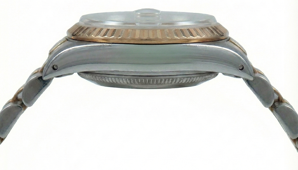 Champagne Stick Dial Rolex Date Just Ss & Yellow Women Watch