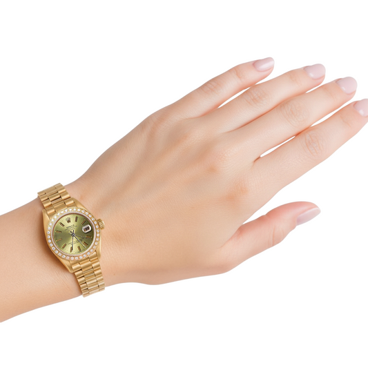 Champagne Stick Dial Rolex Presidential Style Watch Dj Bezel Gold P2