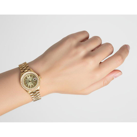 Champagne String Natural Earth Mined Diamond Dial Rolex Dj Watch Yg President Style