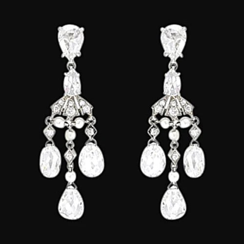 Chandelier Real Diamonds 2.50 Carat Earring Pair White Gold Earrings