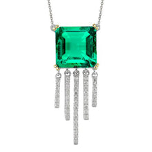 Colombian Emerald Stone Pendant Necklace 3.50-ct 14 Karat Two Tone Gold – main view