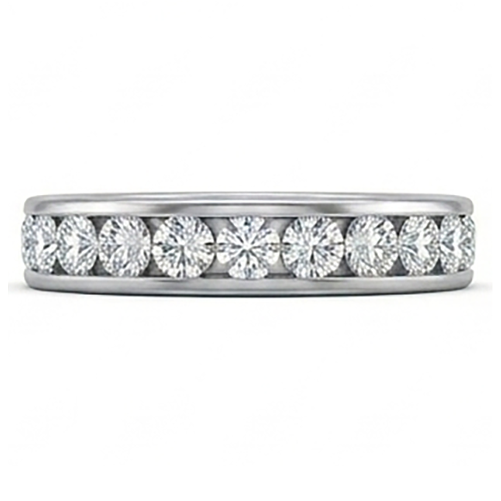 Channel Set 2.20 Ct Round Natural Earth Mined Diamond Wedding Band Gold White 14K