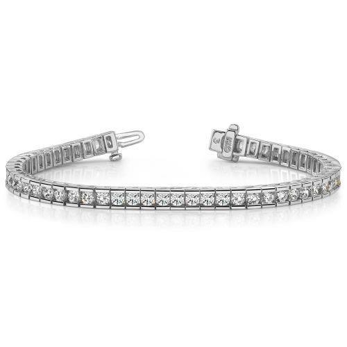 Channel Set 6.60 Ct Round Natural Diamond Tennis Bracelet Solid White Gold 14K