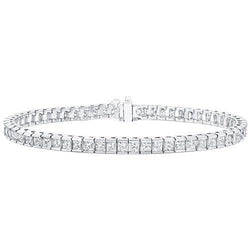 Channel Set Bracelet 8.55 Carats Princess Cut Natural Earth Mined Diamonds WG 14K