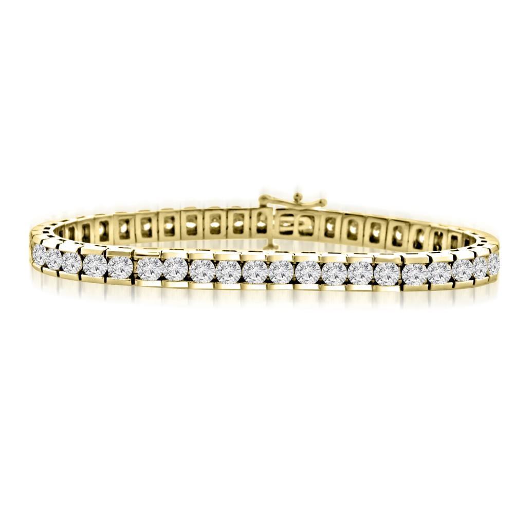 Channel Set Bracelet 8.80 Carats Round Cut Real Diamonds YG 14K