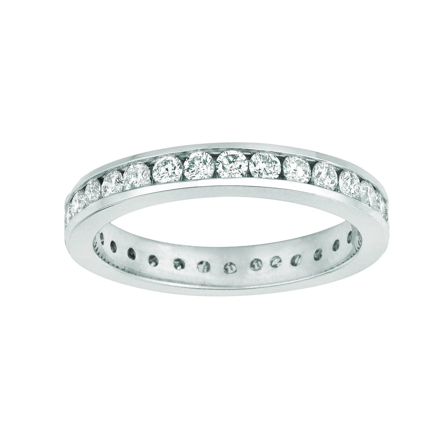 Channel Set Real Diamond Eternity Band 1.50 Carats 14K White Gold