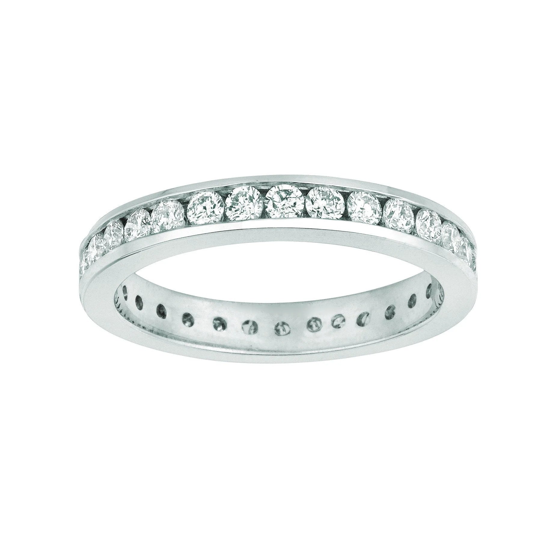 Channel Set Real Diamond Eternity Band 3 Carats 14K White Gold