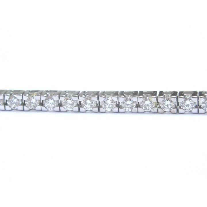 Channel Set Round Cut Real Diamond Bracelet 5.10 Carat White Gold 14K