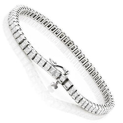 Channel Set Tennis Bracelet 7 Carats Natural Earth Mined Diamonds White Gold 14K New