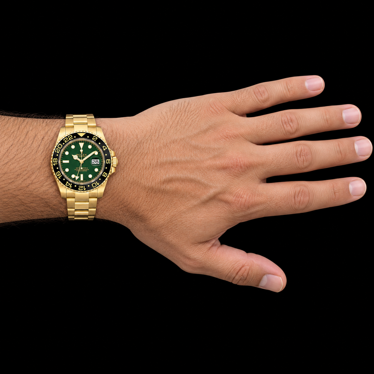 Rolex GMT-Master II 116718 40mm Green Luminous Dial Yellow Gold Watch