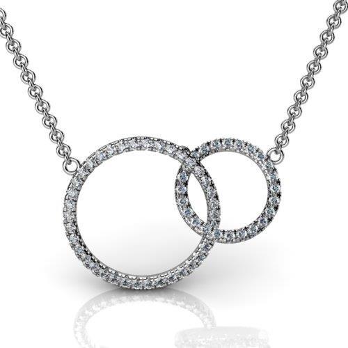 Circle Pendant Necklace 5 Carats Round Cut Real Diamonds White Gold 14K
