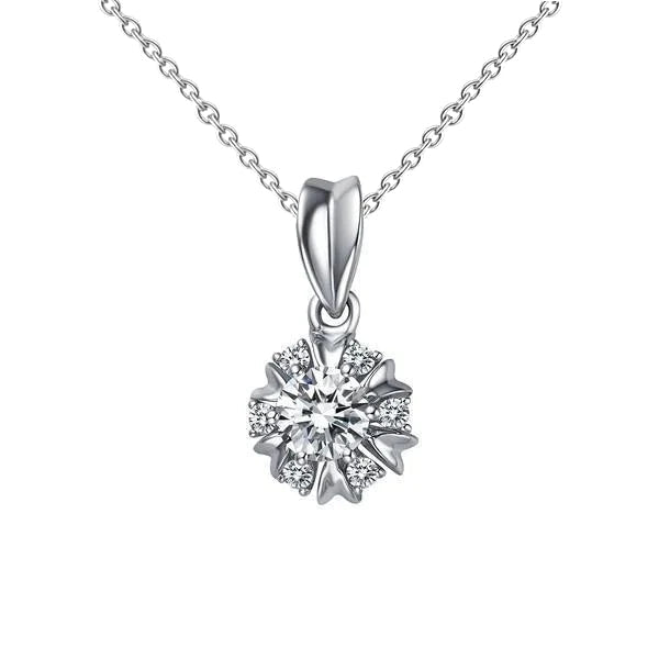 Circle Shape Women Pendant Necklace 2.10 Carats Round Cut Real Diamonds