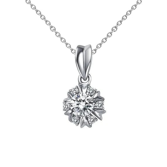 Circle Shape Women Pendant Necklace 2.10 Carats Round Cut Real Diamonds