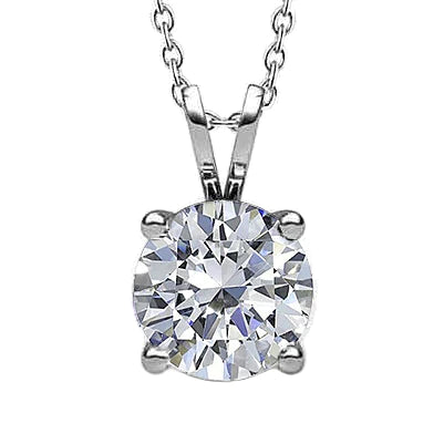 Classic 2 Carat Round Genuine Diamond Pendant