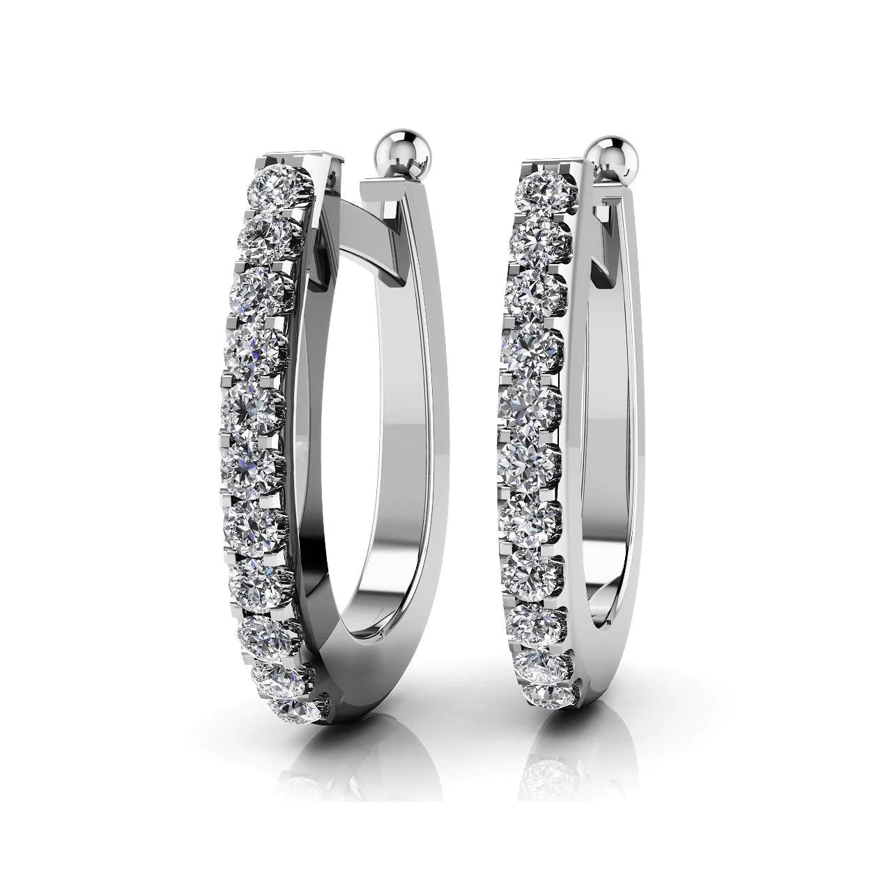 Classic 2.20 Ct Round Cut Real Diamonds Women Hoop Earrings White Gold 14K