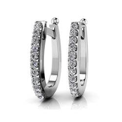 Classic 3.30 Carats Real Round Cut Diamonds Women Hoop Earrings White Gold 14K