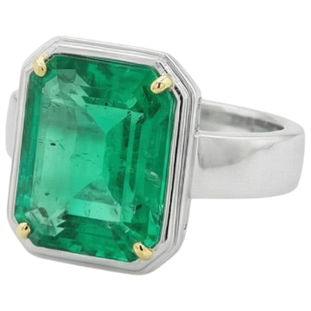 Premium Fine Emerald Colored Stone Ring 4 ct – top view