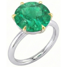 Round Brilliant Colombian Emerald ring in Two-Tone 14K Gold – front view