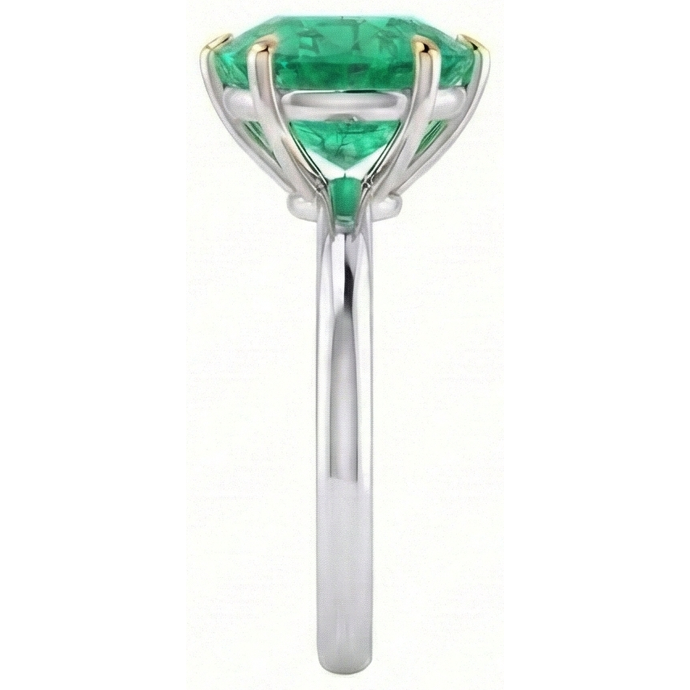 Gemstone Ring Two-Tone 14K Gold with Colombian Emerald – profile view