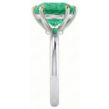 Gemstone Ring Two-Tone 14K Gold with Colombian Emerald – profile view