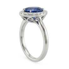 Classic Halo Natural Earth Mined Diamond Ring Pear Sapphire Center Gold 14K 6.75 Carats