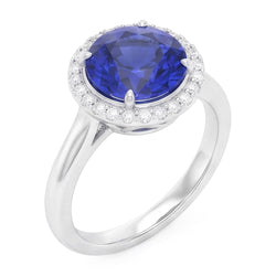 Classic Halo Sapphire Engagement Ring Gemstone Jewellery 4.50 Carats