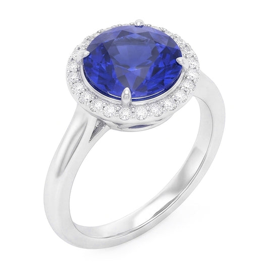 Classic Halo Sapphire Engagement Ring Gemstone Jewellery 4.50 Carats