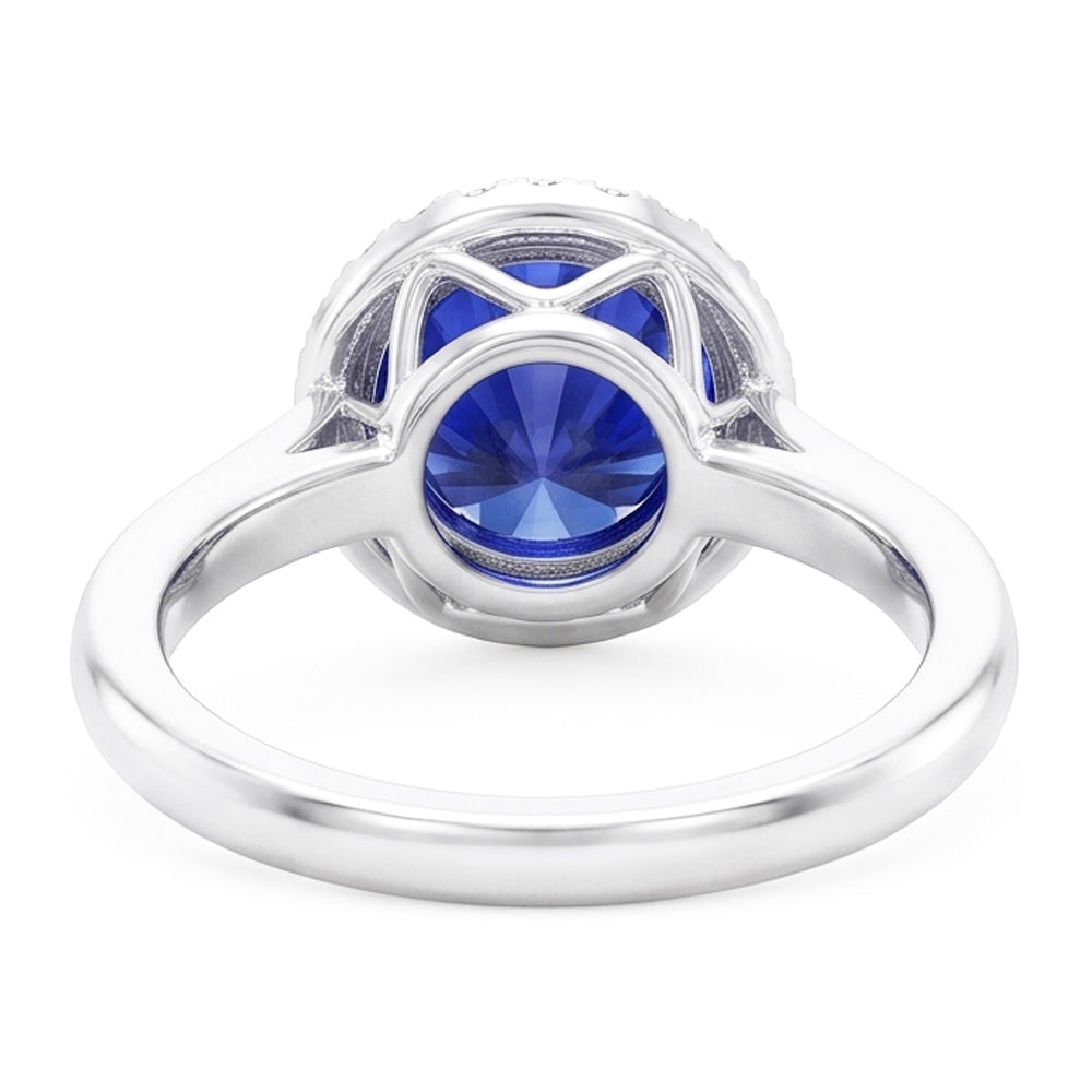 Classic Halo Sapphire Engagement Ring Gemstone Jewellery 4.50 Carats