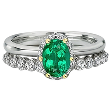 Emerald Colored Stone Ring 2-ct 14 Karat Two Tone Gold – angle view