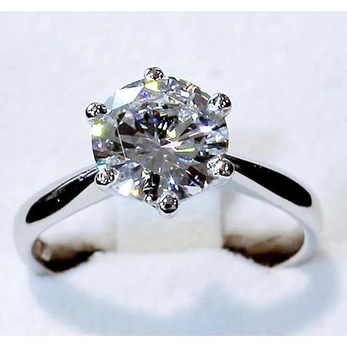Classic Solitaire 4 Carats Round Real Diamond Ring Cathedral Setting