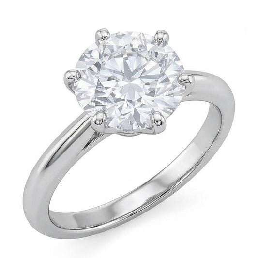 Classic Solitaire Round Natural Earth Mined Diamond Engagement Ring 2 Carats White Gold