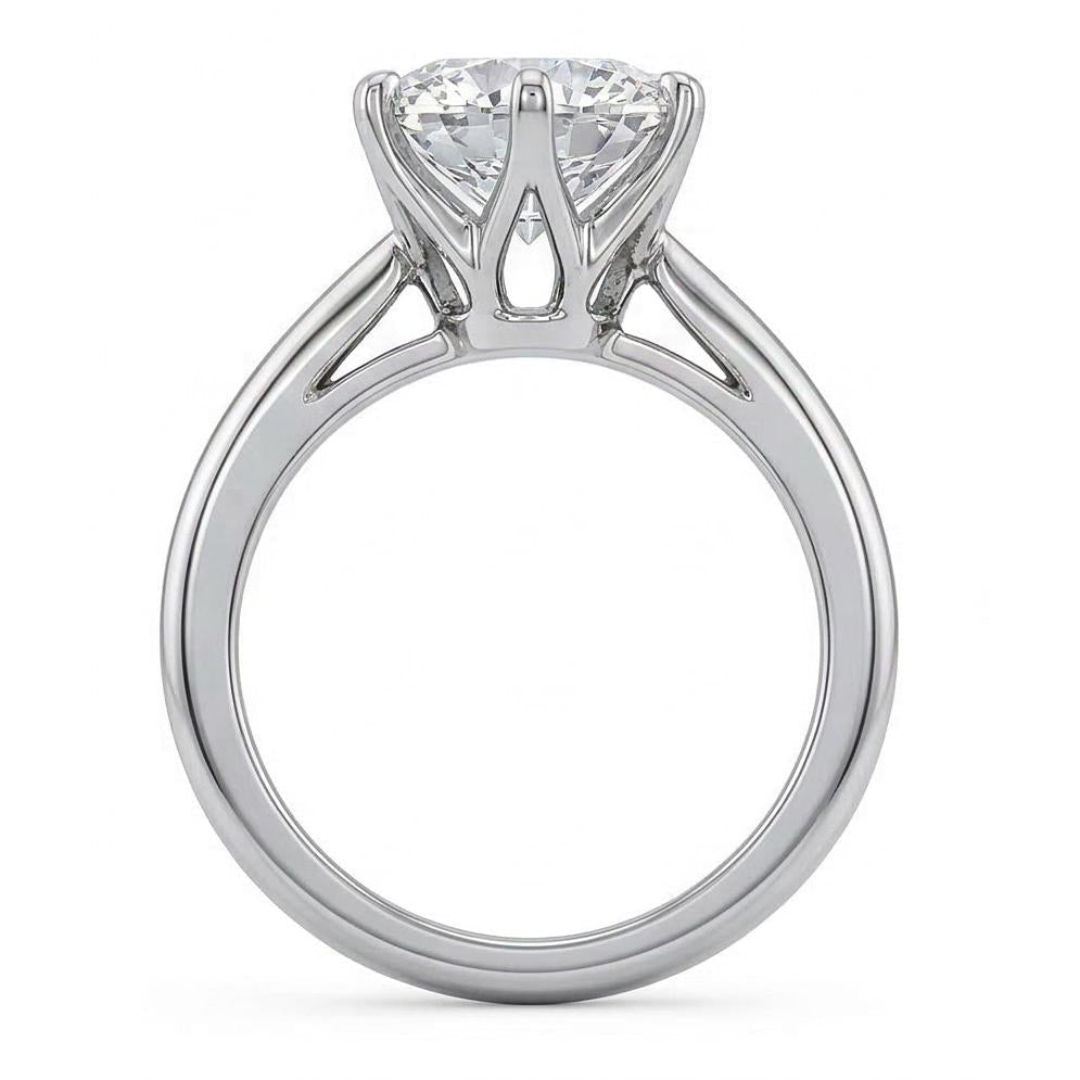 Classic Solitaire Round Natural Earth Mined Diamond Engagement Ring 2 Carats White Gold