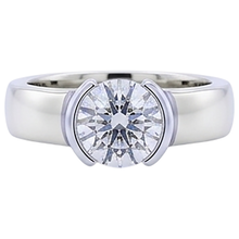 Classic Style 1 Carat Round Natural Earth Mined Diamond Half Bezel Men's Ring