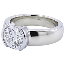 Classic Style 1 Carat Round Natural Earth Mined Diamond Half Bezel Men's Ring