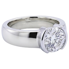 Classic Style 1 Carat Round Natural Earth Mined Diamond Half Bezel Men's Ring