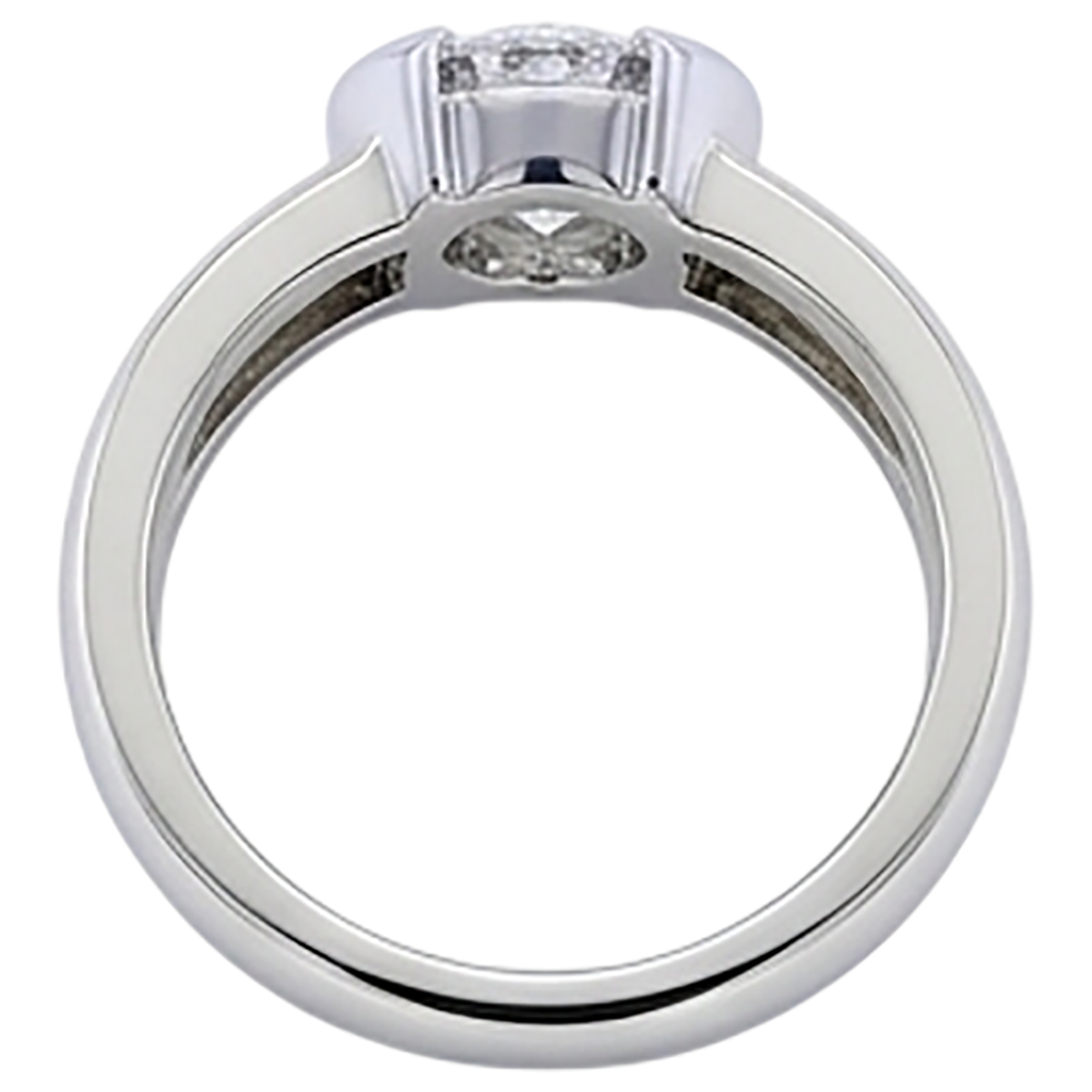 Classic Style 1 Carat Round Natural Earth Mined Diamond Half Bezel Men's Ring